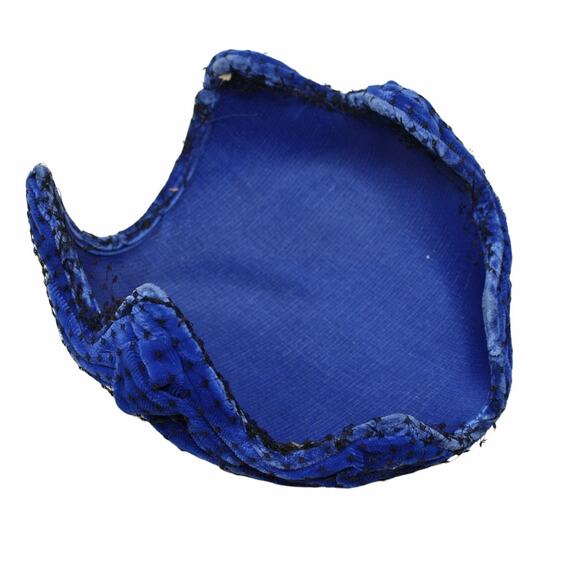 Vintage Blue Velvet Juliette Cap Cocktail Hat in Blue Velvet w Netting - Hey Viv - Picture 6 of 7